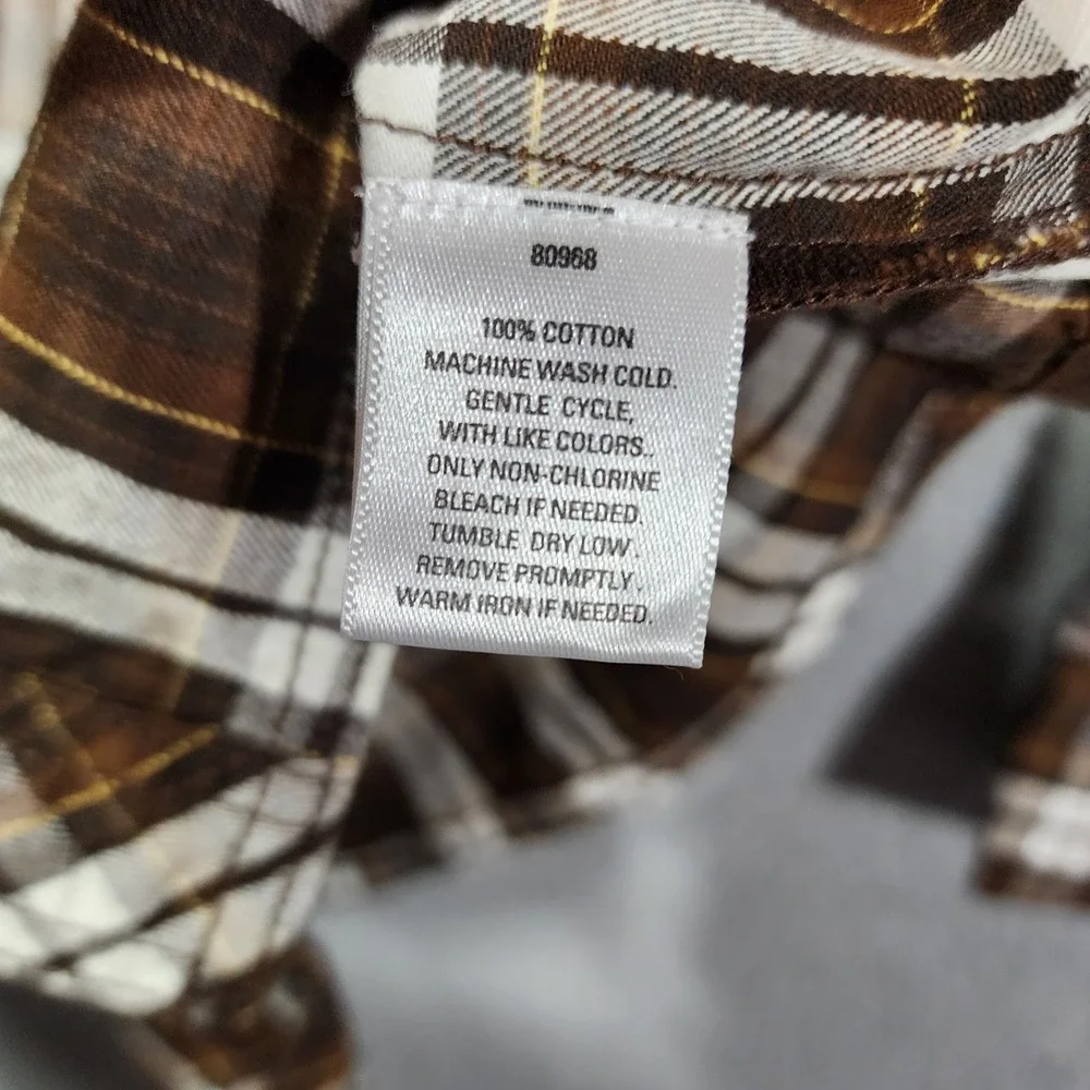 Pure Stuff Boys Button Brown Flannel Shirt Size 8‎ Large Long Sleeve NWT